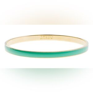 J CREW Classic Preppy Thin Enamel Emerald Green Gold Tone Bangle Bracelet